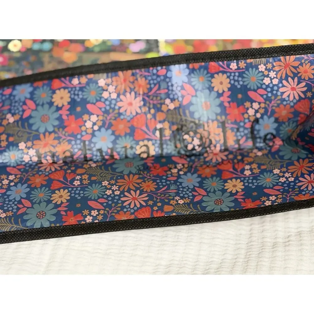 NW/OT Natural Life Reusable Tote Grocery Bag Flower Floral Large Happy Bag